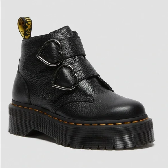 - Dr MARTENS DEVON HEART LEATHERS PLATFORM BLACK BOOTS - Picture 15 of 16